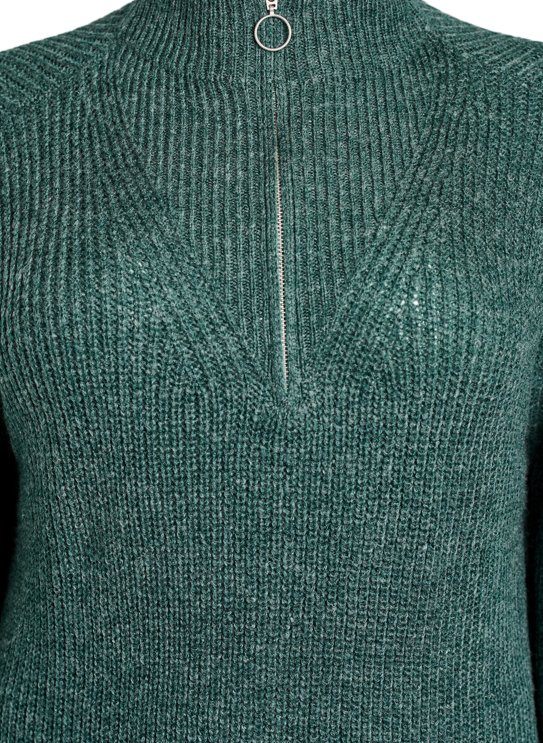 Zizzi FLASH - Kurzes Strickkleid mit hohem Kragen, Gr&uuml;n, Packshot image number 2