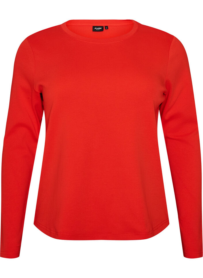 Langarm-Basic-T-Shirt mit Rundhalsausschnitt, Rot, Packshot image number 0