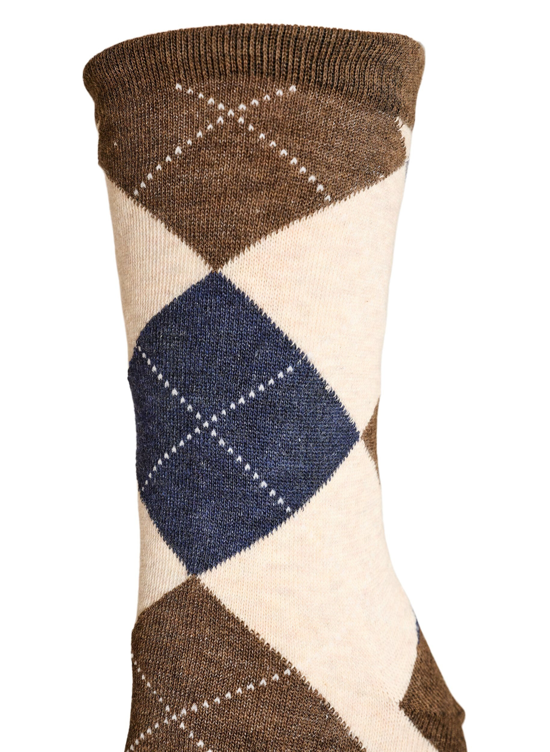 Zizzi2er-Pack Socken mit Harlekinmuster, Braun, Packshot image number 2