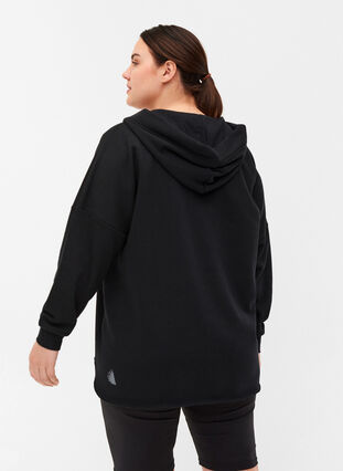 Sweatshirt mit Kapuze und Schlitz, Black, Model image number 1