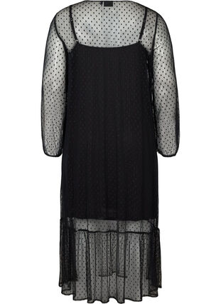 Langes, transparentes Kleid mit Pünktchen, Black, Packshot image number 1