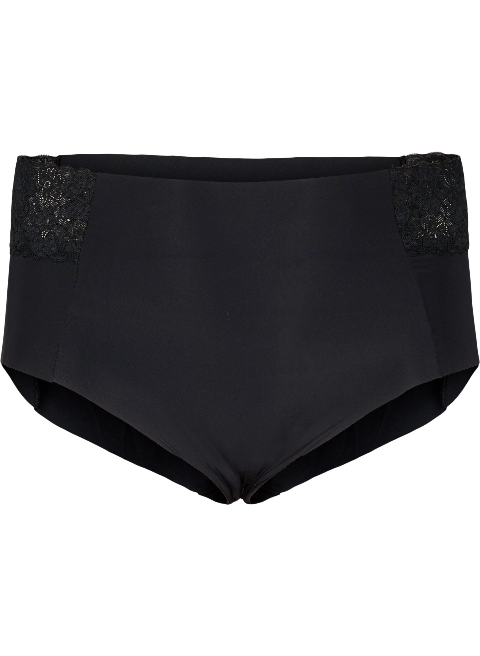 Zizzi 2er-Pack Unterhosen mit Spitze und regul&auml;rer Taille, Black, Packshot image number 2