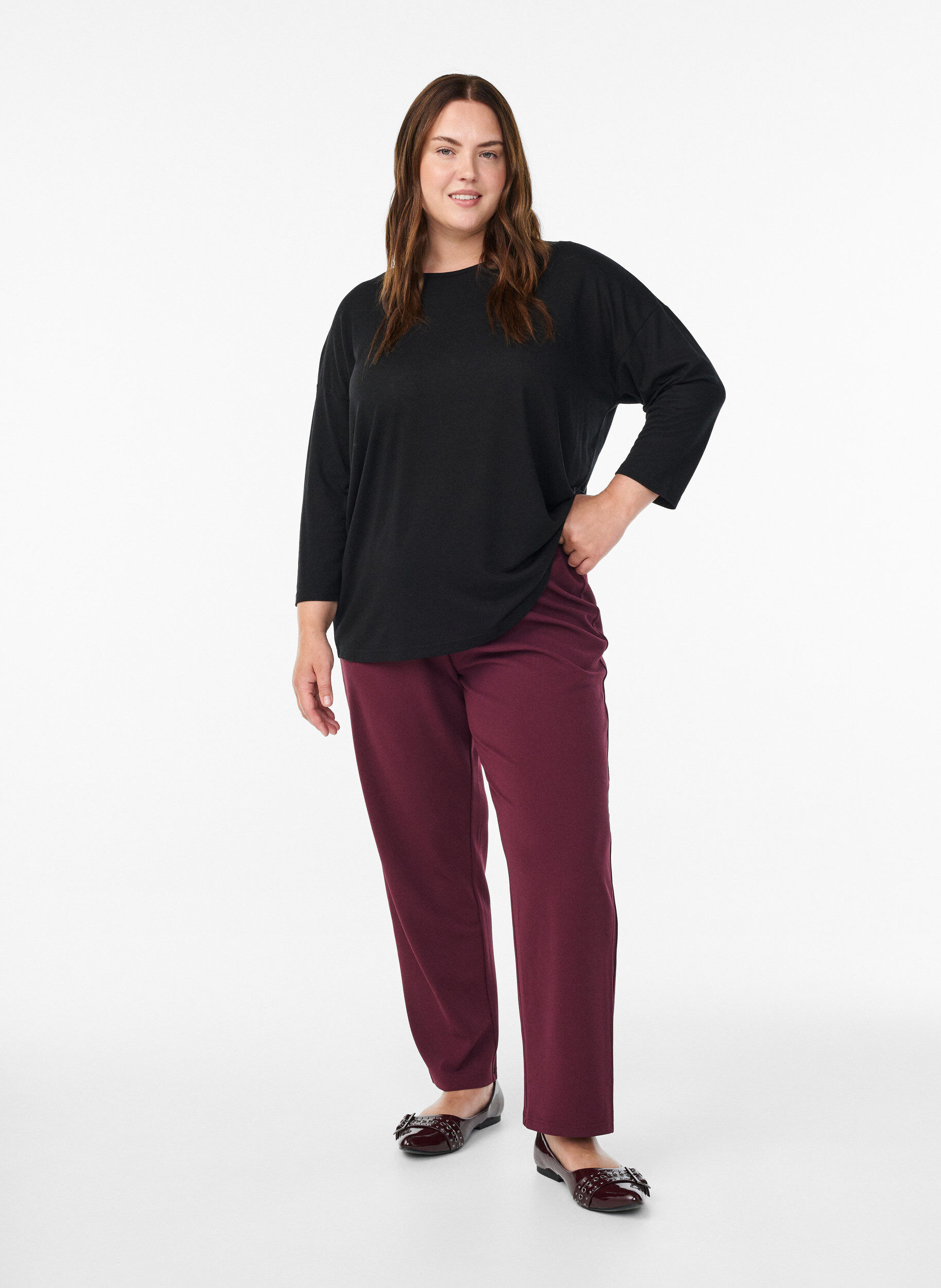 ZizziBluse aus Jersey mit 3/4-&Auml;rmeln , Schwarz, Model image number 1