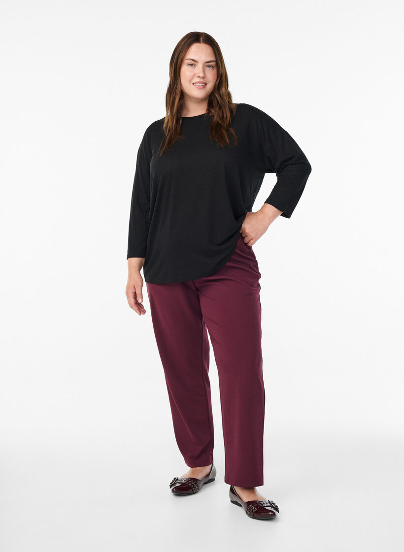 Bluse aus Jersey mit 3/4-&Auml;rmeln , Schwarz, Model image number 1