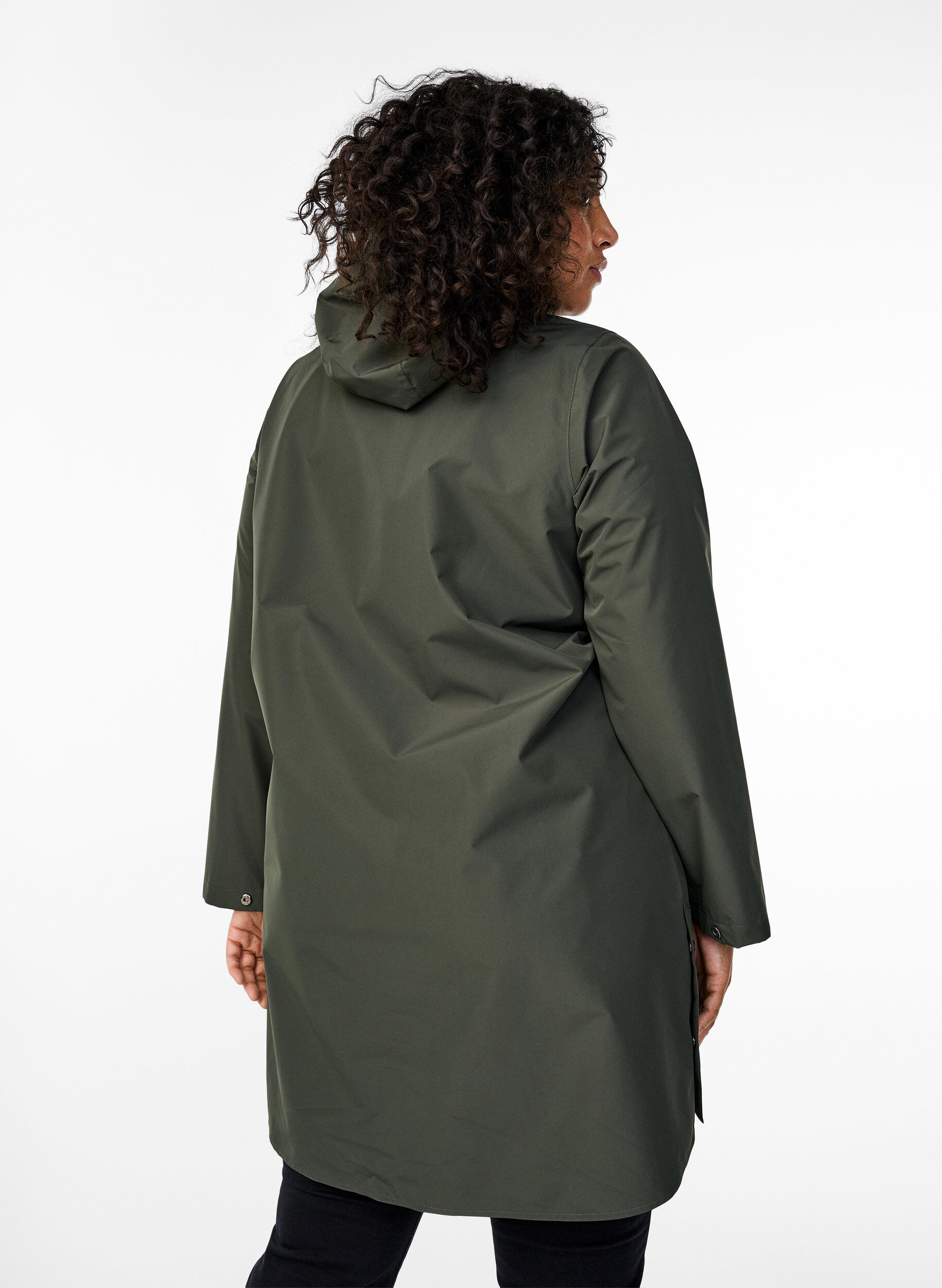 ZizziRegenjacke mit Taschen und Kapuze, Gr&uuml;n, Model image number 2