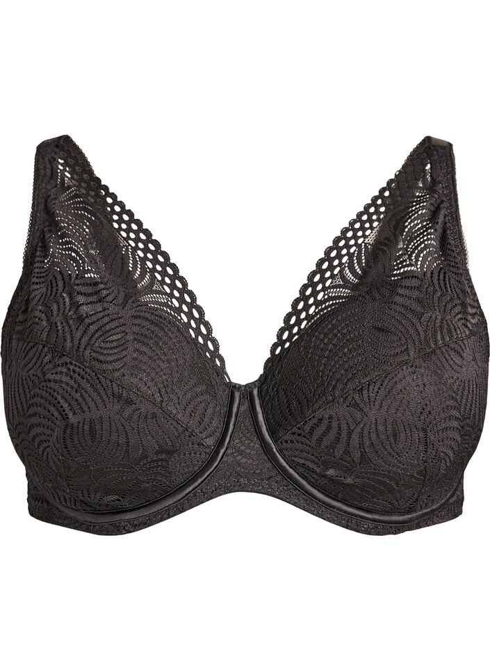 Spitzen-BH mit gepolsterten Cups, Schwarz, Packshot image number 0