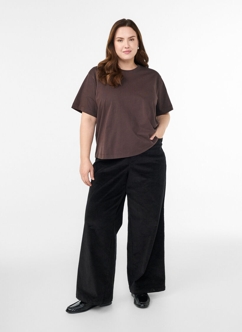 Boxy Baumwoll-T-Shirt, Braun, Model image number 1