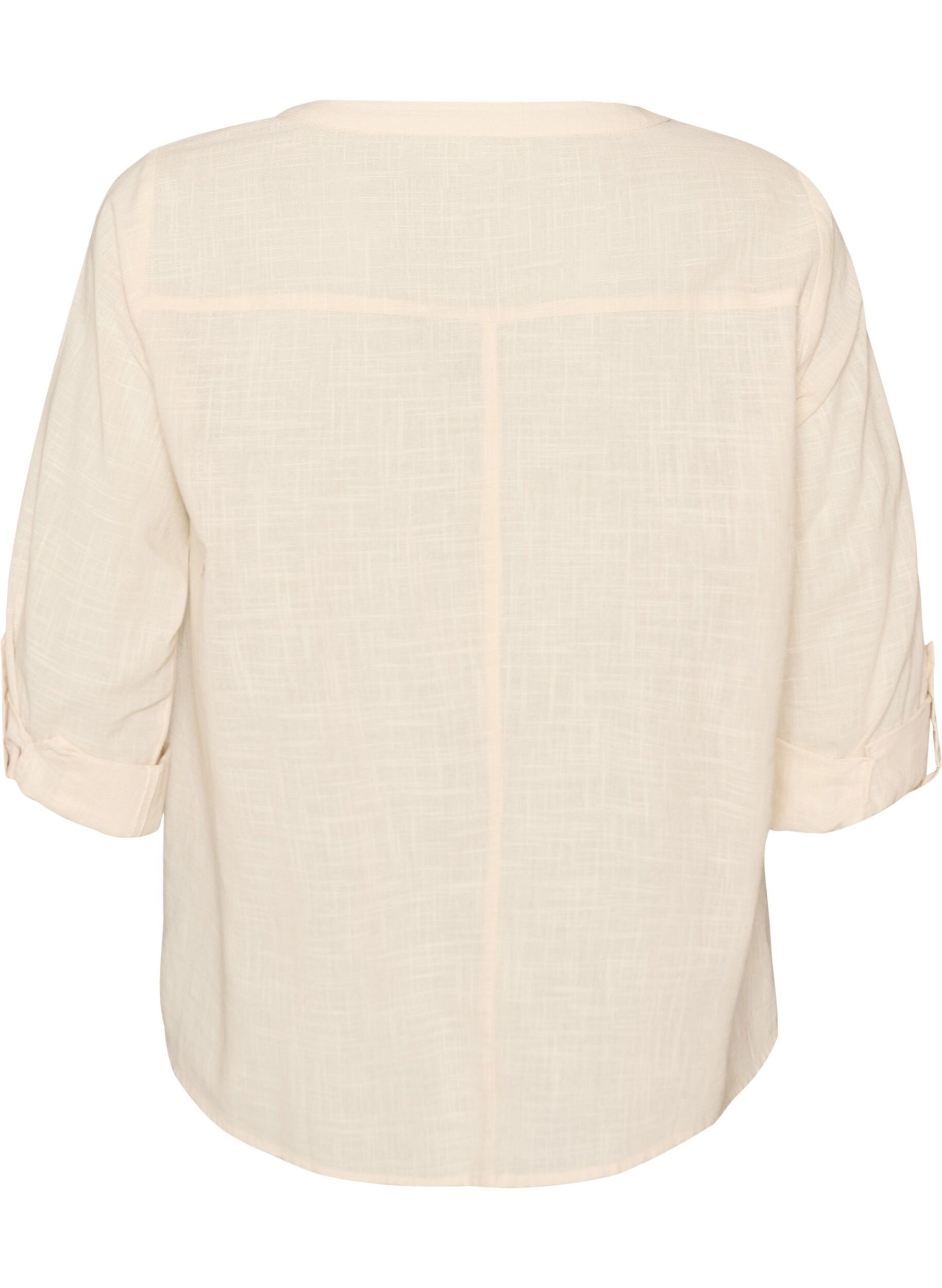 ZizziBaumwollbluse mit V-Ausschnitt, Vanille, Packshot image number 1