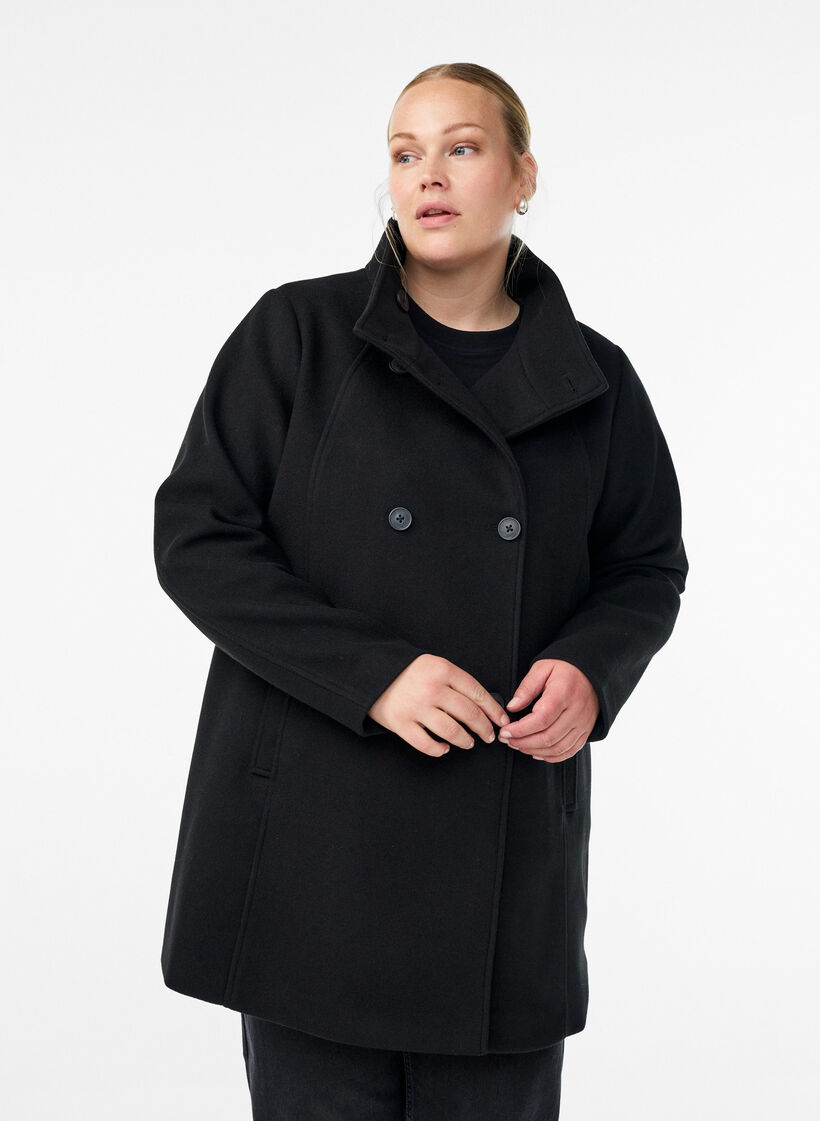 Kurzmantel in A-Linie, Schwarz, Model image number 0
