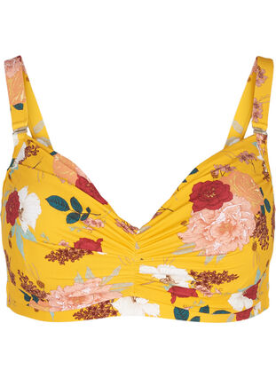 Bikini-Oberteil , Yellow Flower Print, Packshot image number 0