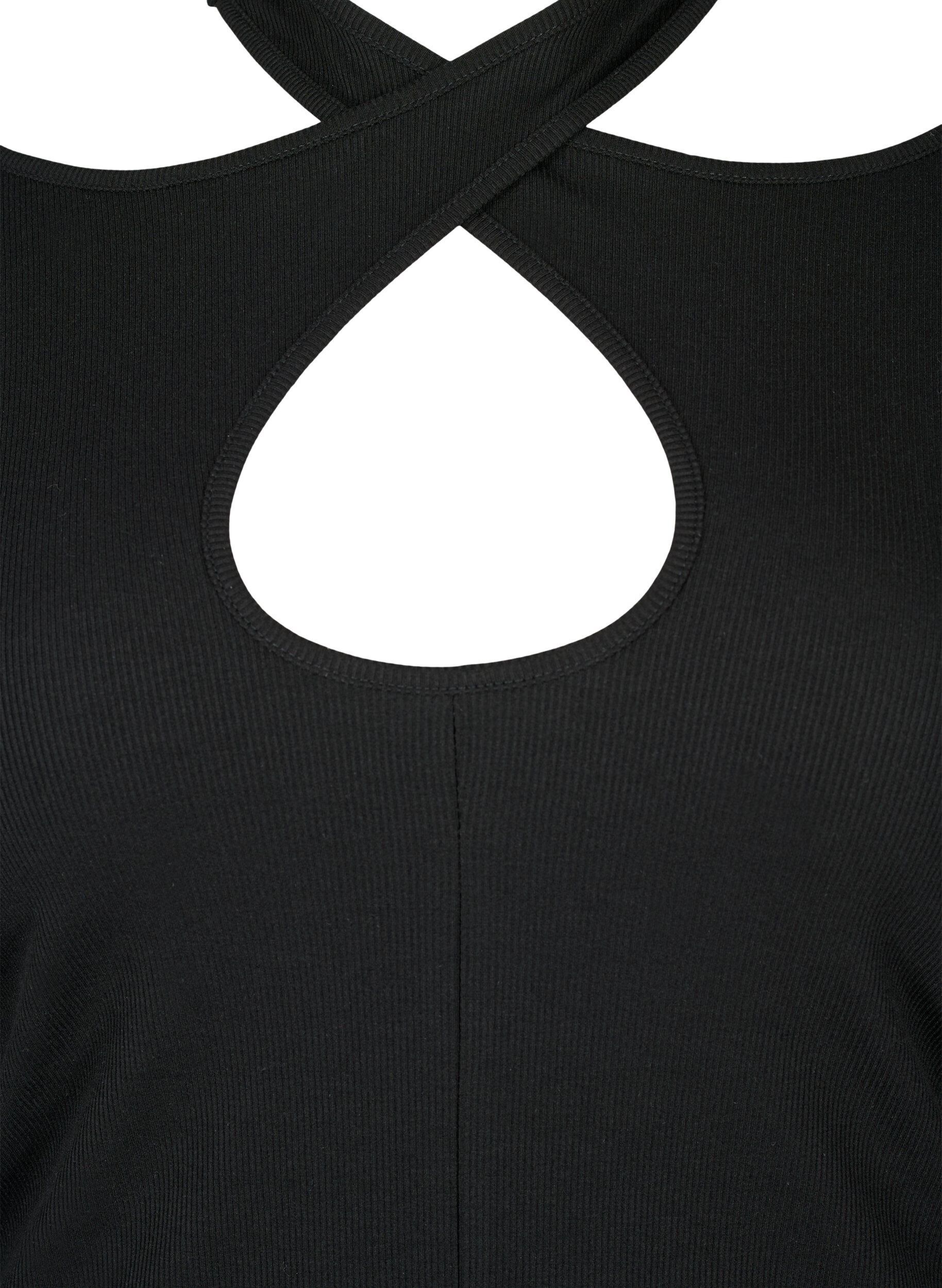 Zizzi Ausschnittbluse mit langen &Auml;rmeln, Black, Packshot image number 2