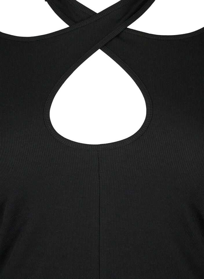 Ausschnittbluse mit langen Ärmeln, Black, Packshot image number 2
