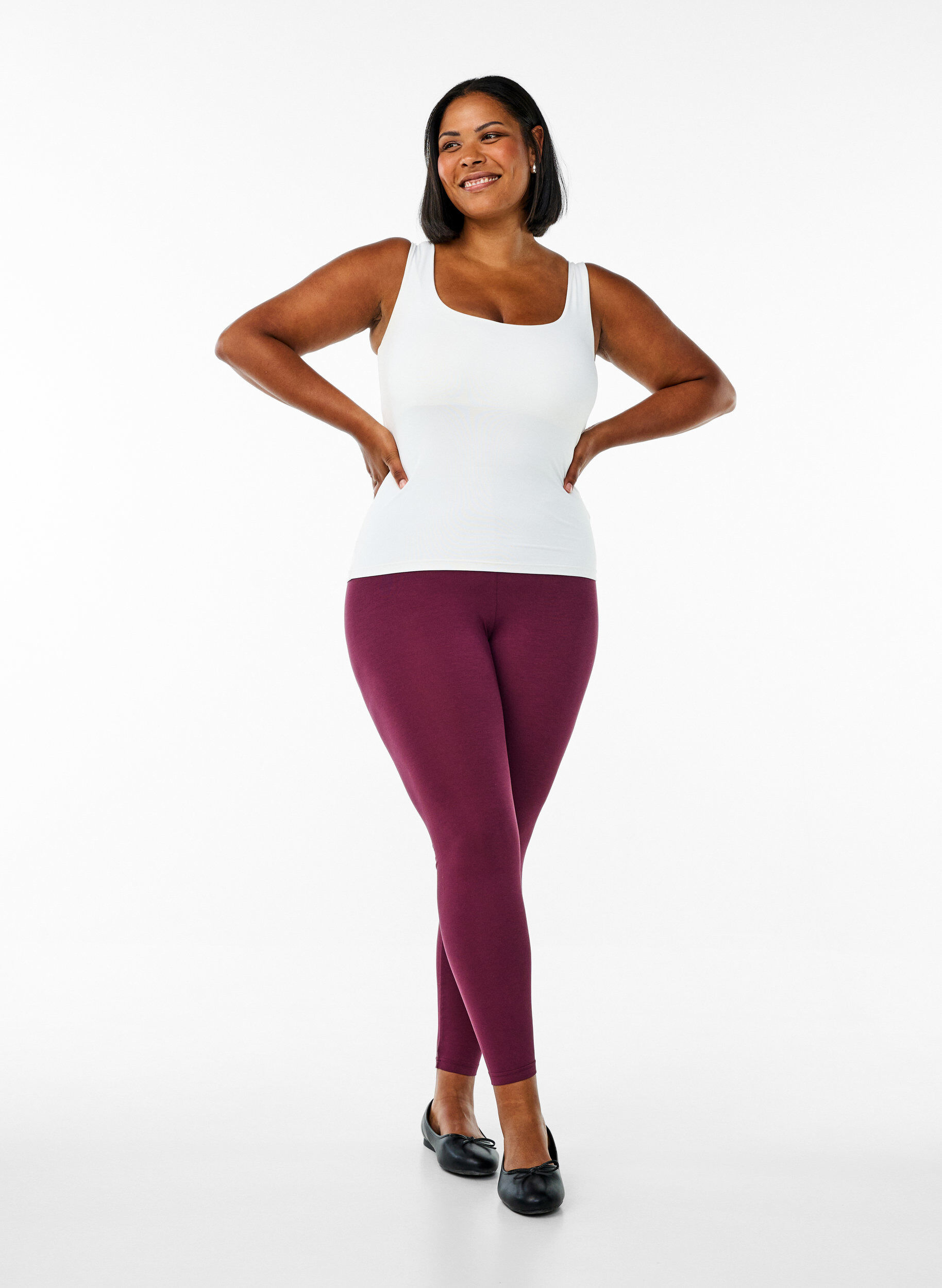 Zizzi Basic Leggings aus Viskose, Dunkles Bordeaux, Model image number 1