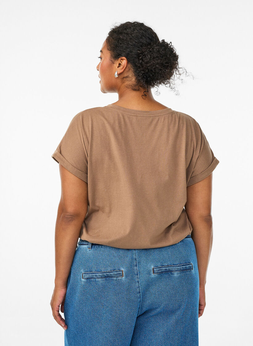 Kurzärmeliges T-Shirt aus einer Baumwollmischung, Caribou, Model image number 1