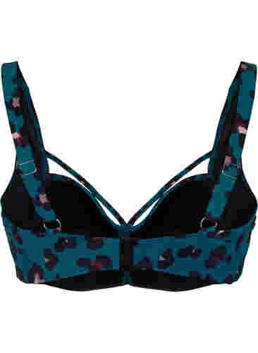 Bikini-BH mit Raffung und Zierbändern, Leopard, Packshot image number 1