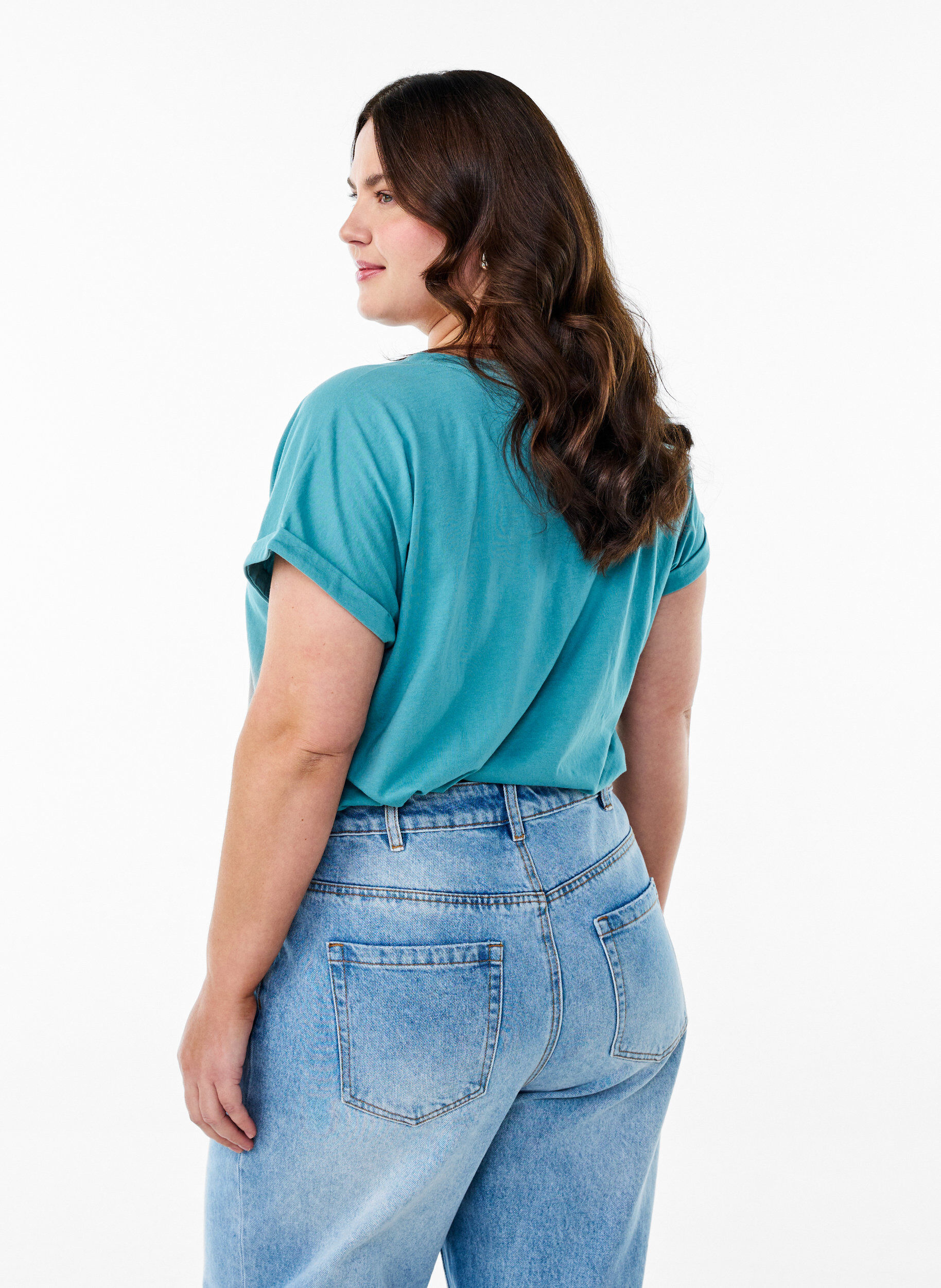 ZizziKurz&auml;rmliges T-Shirt aus einer Baumwollmischung, Blau, Model image number 2