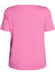 Kurz&auml;rmeliges Basic T-Shirt mit V-Ausschnitt, Pink, Packshot image number 1