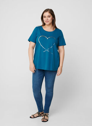 Kurzarm T-Shirt mit Print, Blue Coral, Model image number 2