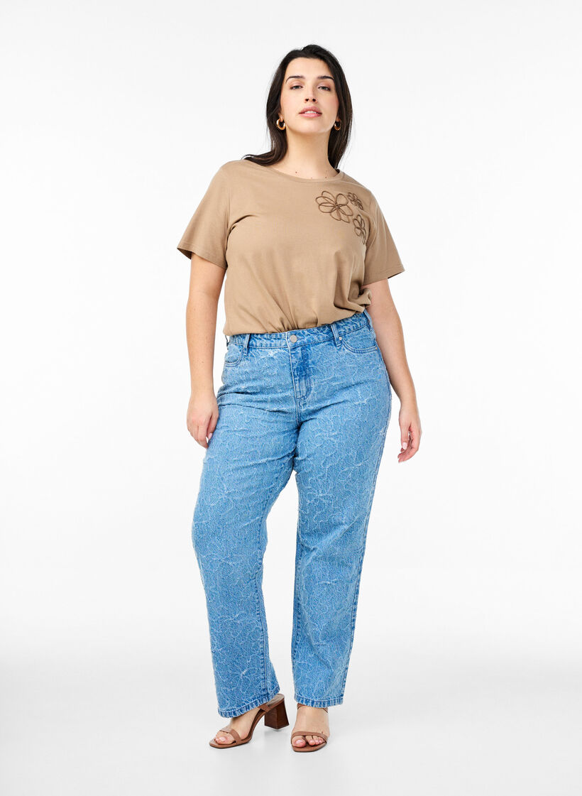 T-Shirt mit dekorativen Details, Beige, Model image number 1