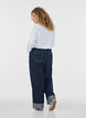 Jeans in weiter Passform mit breitem Umschlag und Kontrastn&auml;hten, Blau, Model image number 1