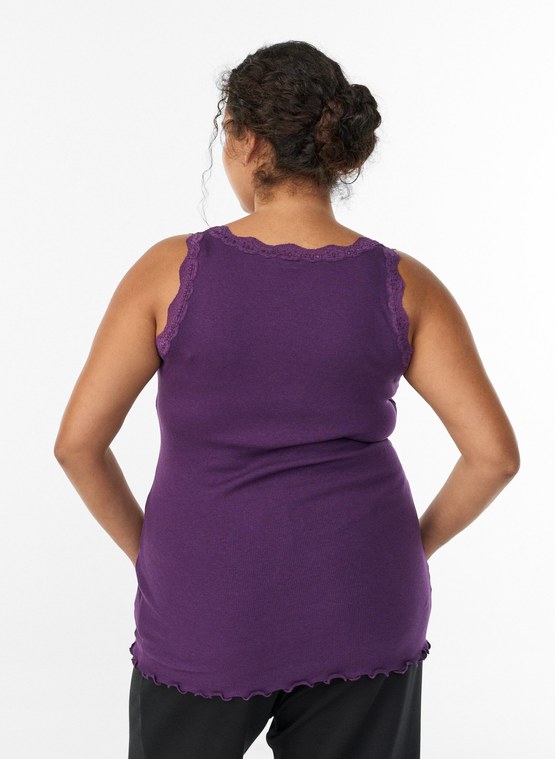 Zizzi Spitzentop, Lila, Model image number 2