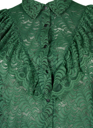 Hemdblusenkleid aus Spitze mit Rüschen, Hunter Green, Packshot image number 2