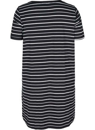 Kurzarm Kleid aus Baumwolle mit Taschen, Black w. stripe, Packshot image number 1