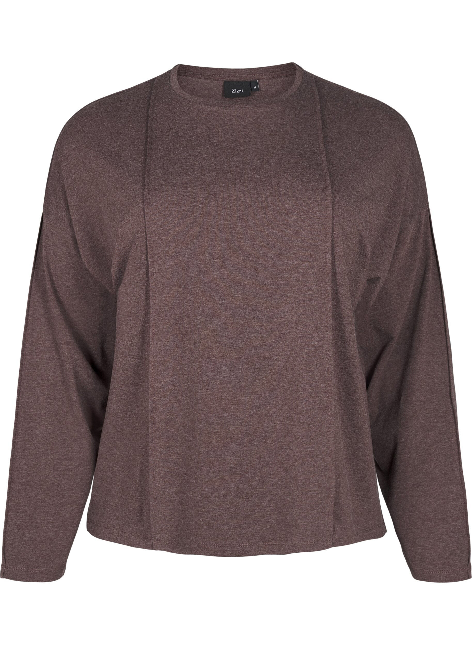 Zizzi Lockere Jersey-Bluse mit Nahtdetails, Braun, Packshot image number 0