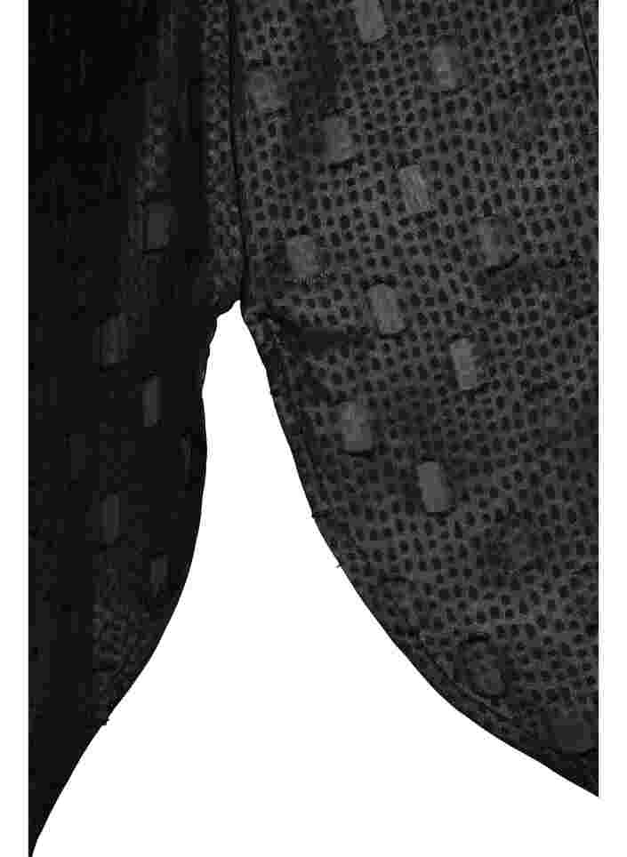 Tunika mit Struktur, langen Ärmeln und V-Ausschnitt, Black, Packshot image number 3