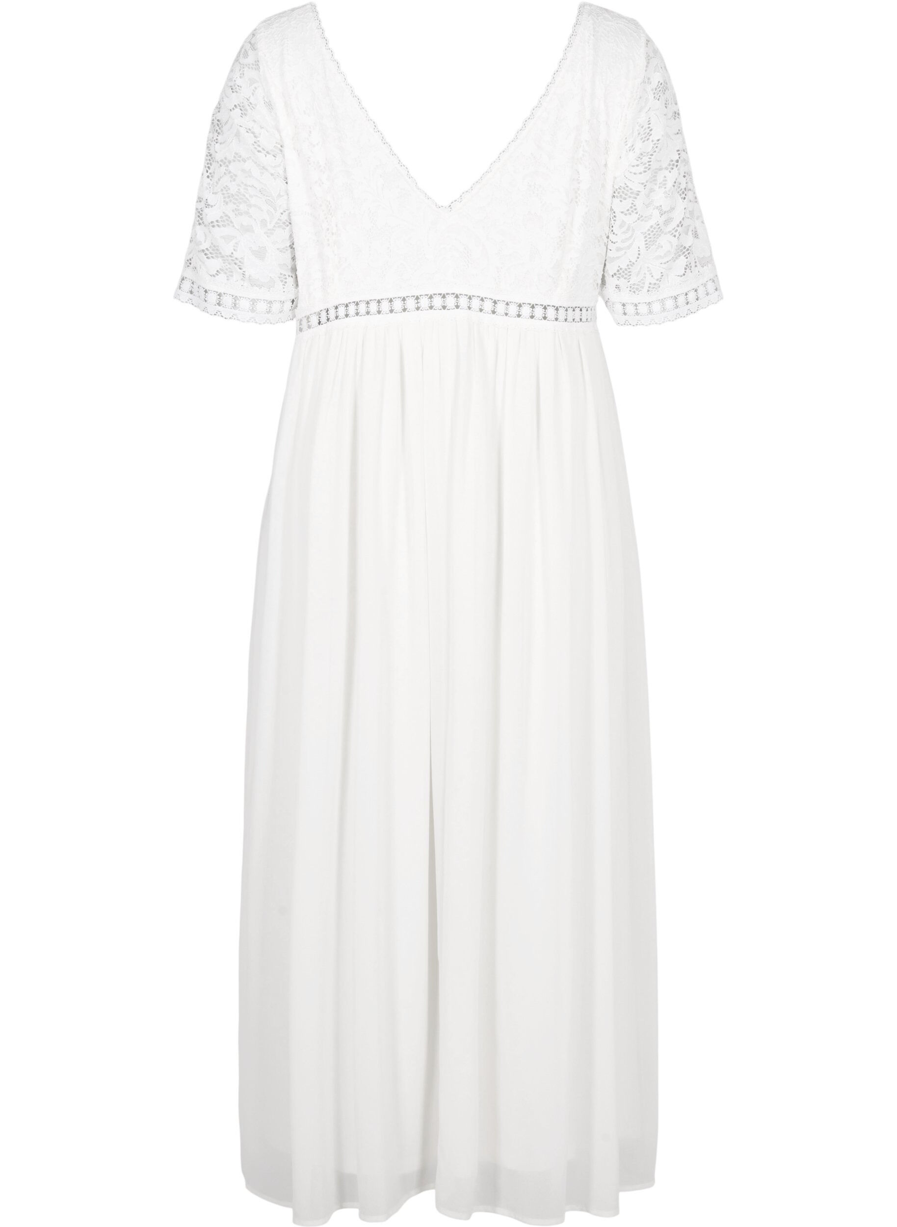 Zizzi Maxikleid mit R&uuml;ckenausschnitt und kurzen &Auml;rmeln, Bright White, Packshot image number 1
