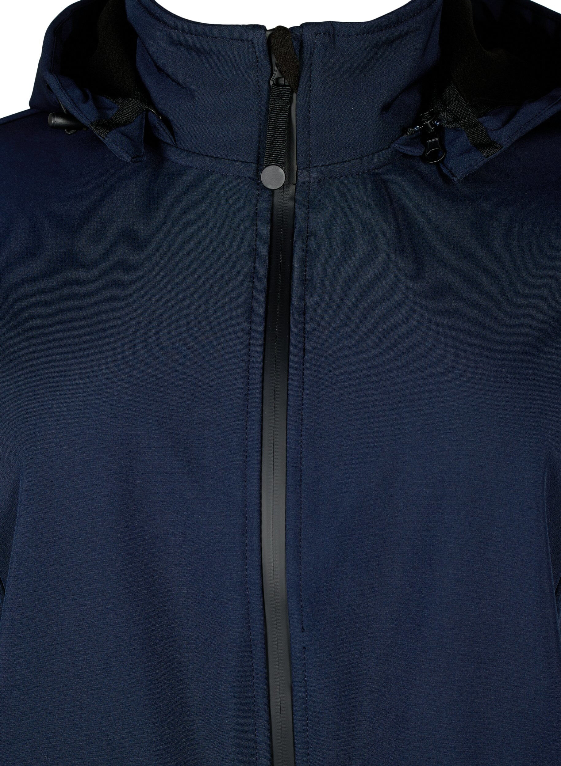Zizzi Softshell-Jacke mit abnehmbarer Kapuze, Blau, Packshot image number 2