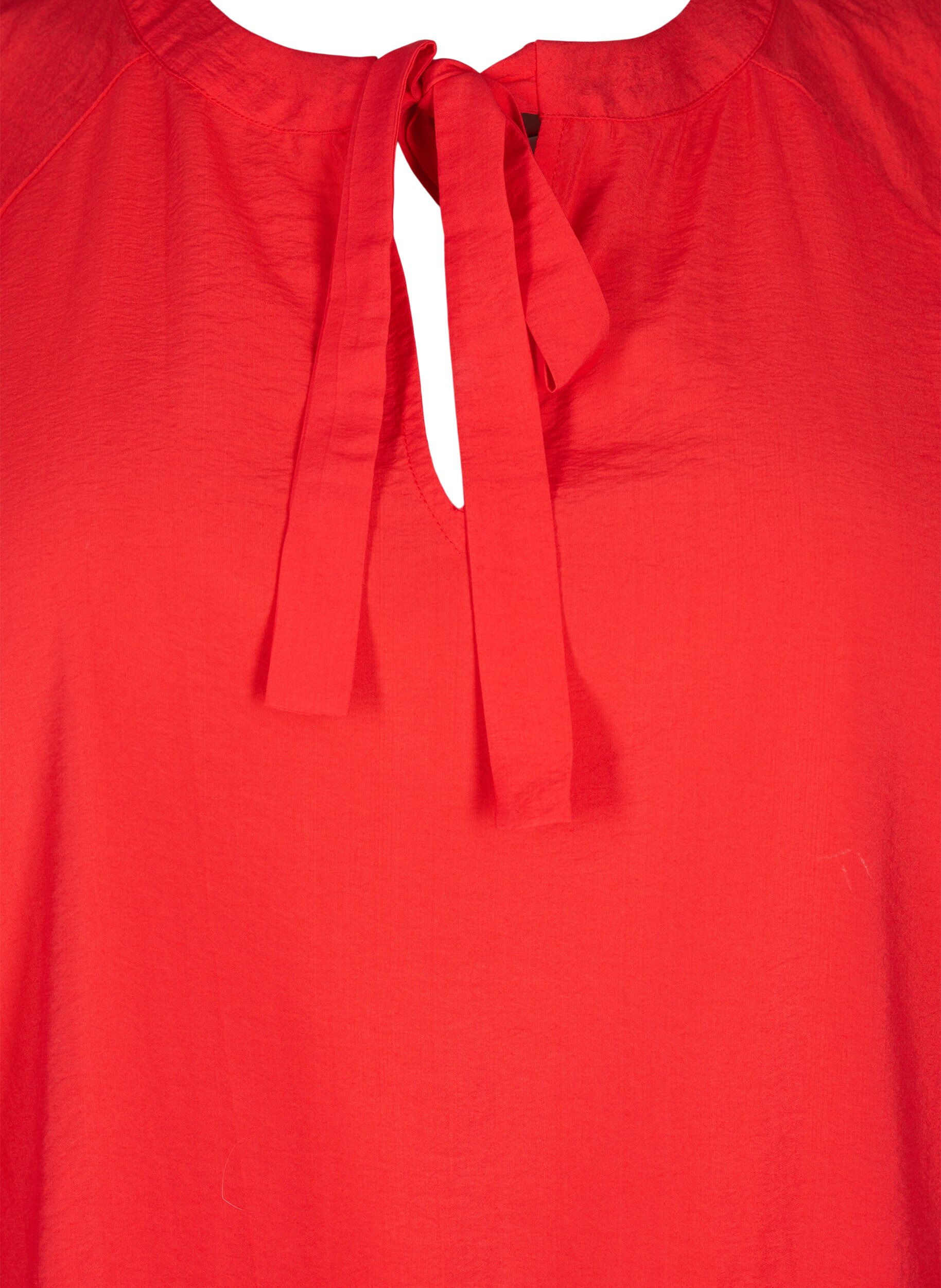 Zizzi Bluse mit Schleife und langen &Auml;rmeln, Rot, Packshot image number 2