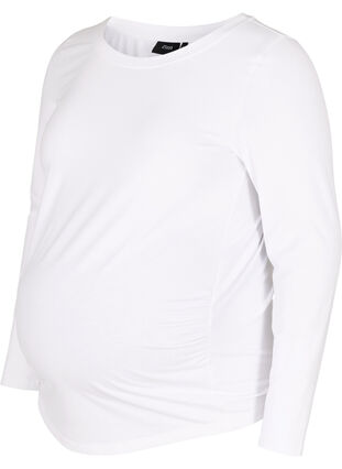 Basic Schwangerschaftsbluse mit langen Ärmeln, White, Packshot image number 0