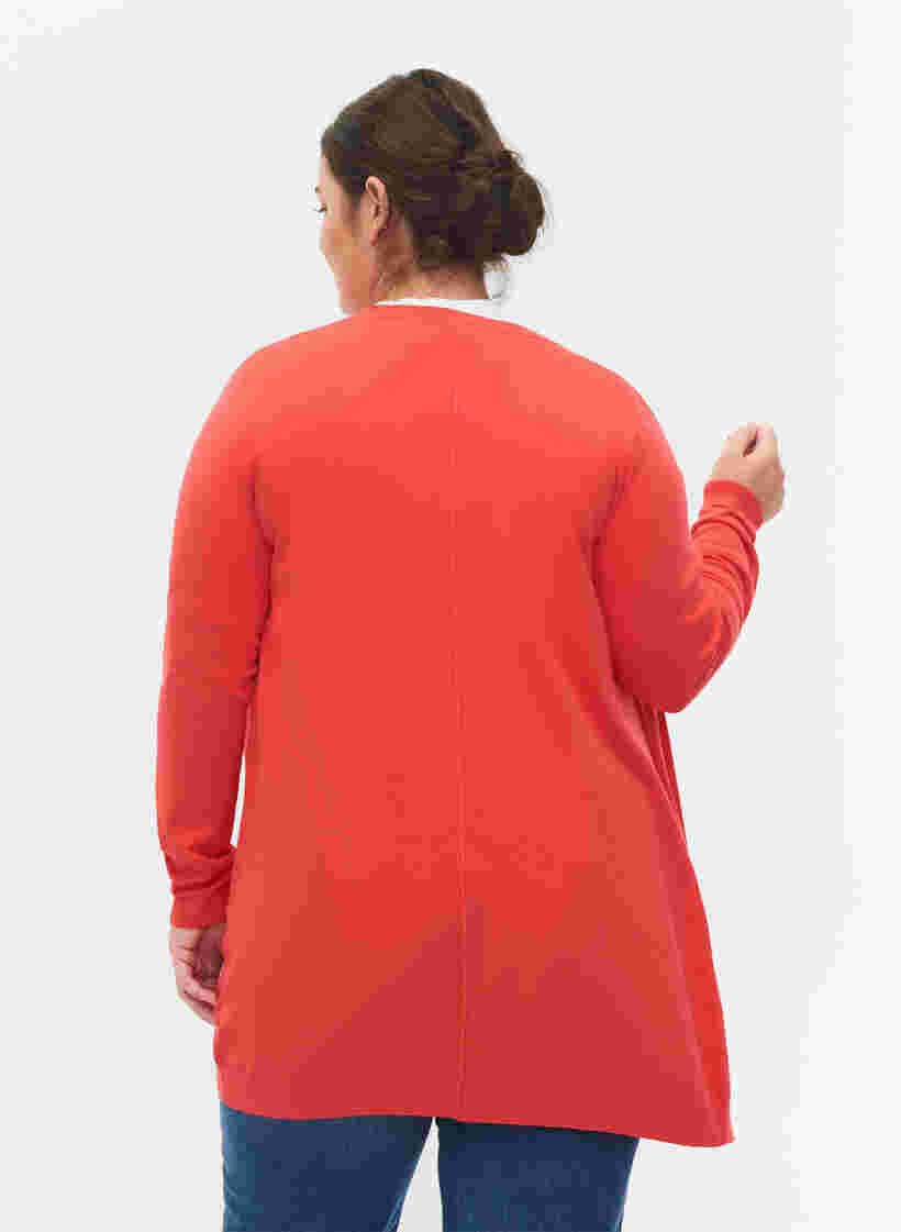 Lange Strickjacke aus einer Viskosemischung, Poppy Red, Model image number 1