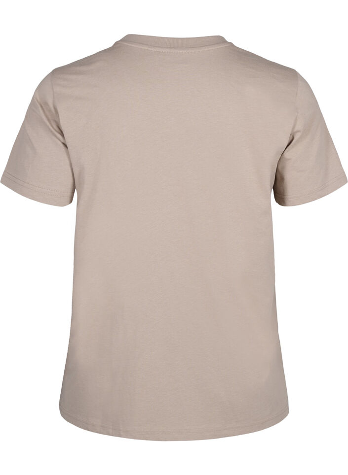 Basic-T-Shirt aus Baumwolle mit Rundhalsausschnitt, Beige, Packshot image number 1