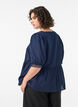 Bluse aus strukturierter Baumwolle mit H&auml;keldetails, Blau, Model image number 2