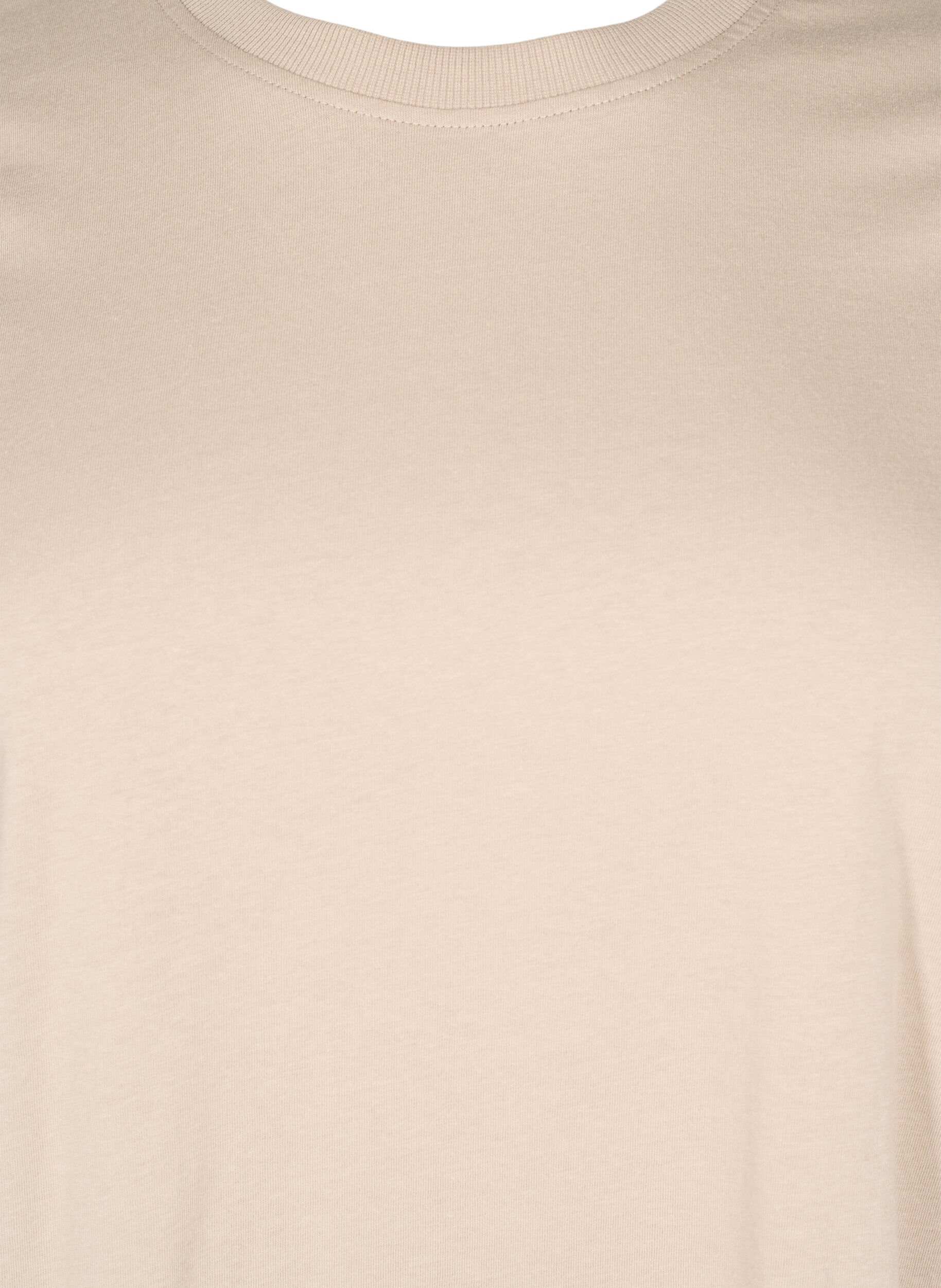 Zizzi Basic-T-Shirt aus Baumwolle mit Rundhalsausschnitt, Beige, Packshot image number 2