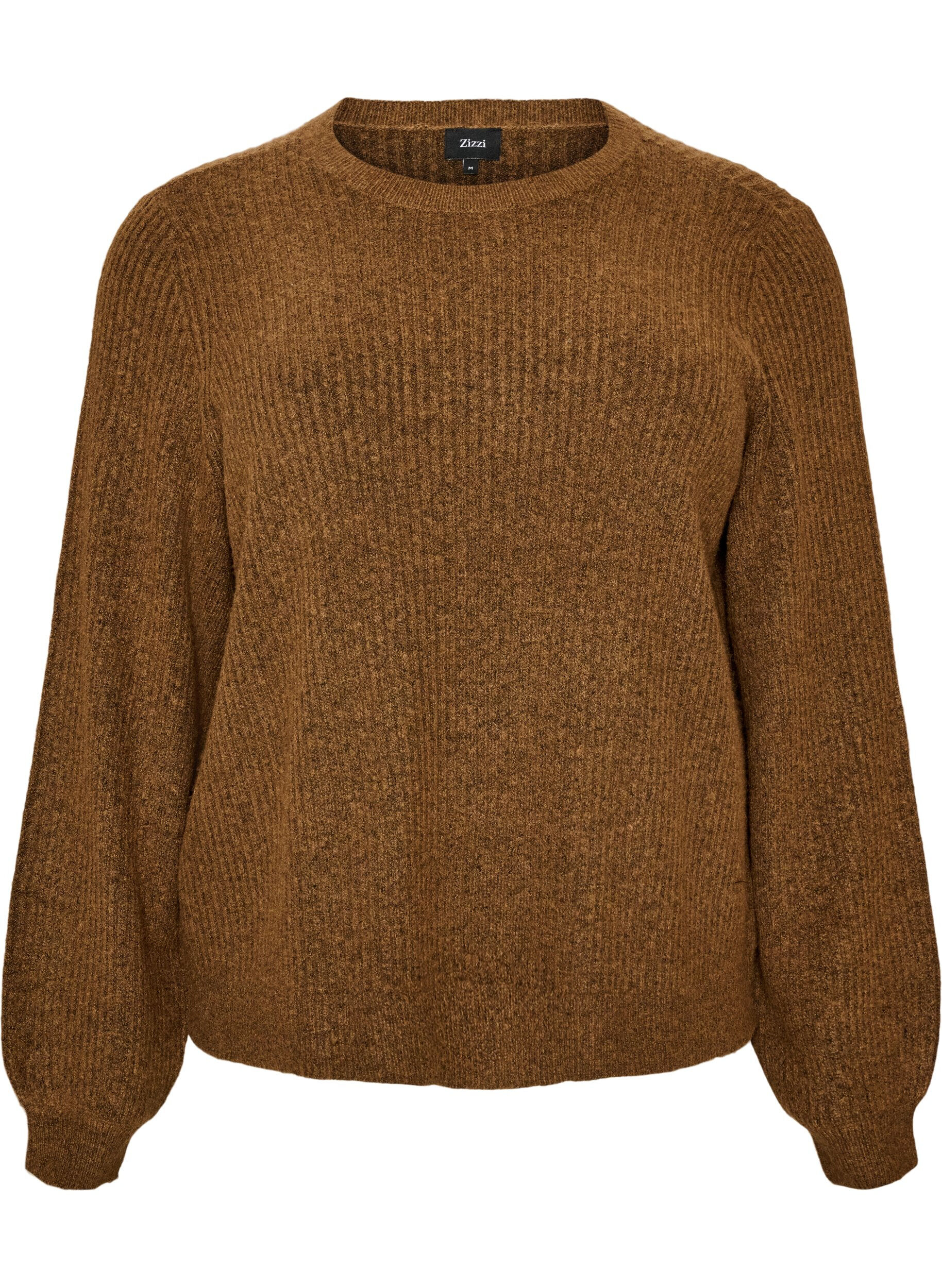 Gerippter Pullover mit Ballon&auml;rmeln