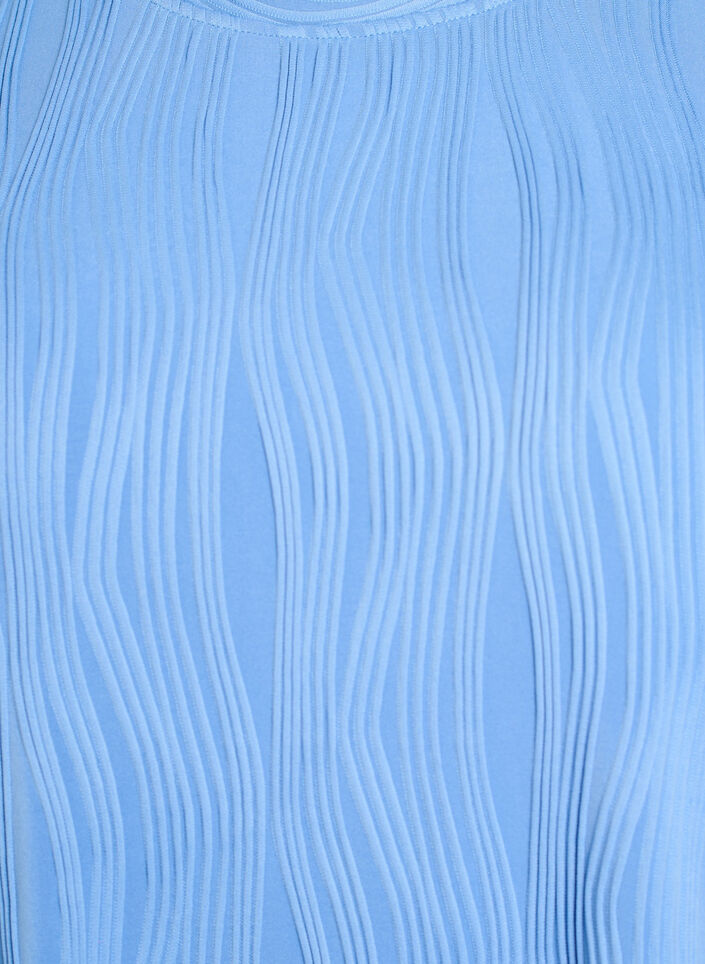 Bluse mit kurzen Ärmeln und einer welligen Struktur, Blau, Packshot image number 2