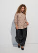 Gestreifte Bluse mit bestickten Blumen, Braun, Model image number 1