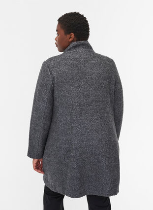 Mantel mit Wolle und Reißverschluss, Dark Grey Melange, Model image number 1