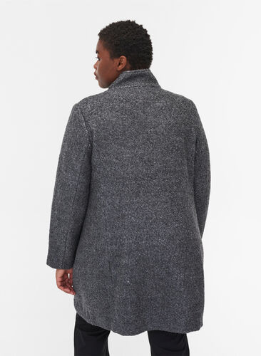 Mantel mit Wolle und Reißverschluss, Dark Grey Melange, Model image number 1