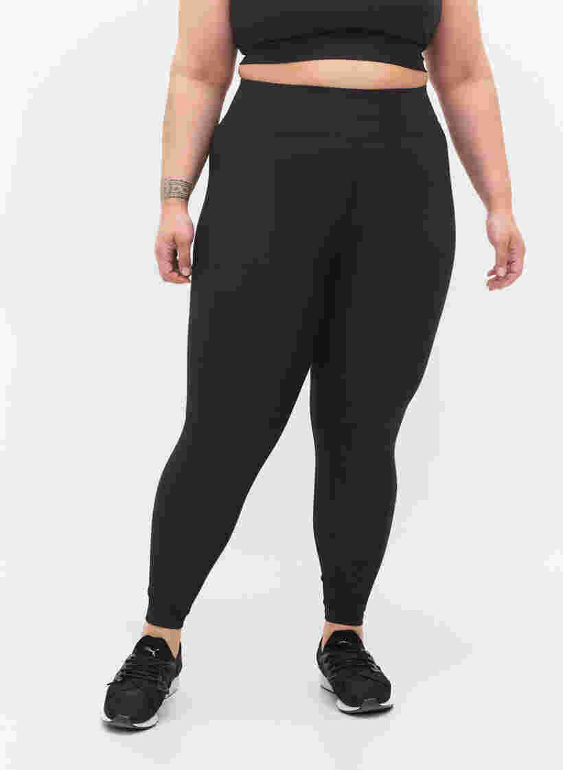 Gerippte Fitness-Leggings in 7/8-Länge, Black, Model image number 2