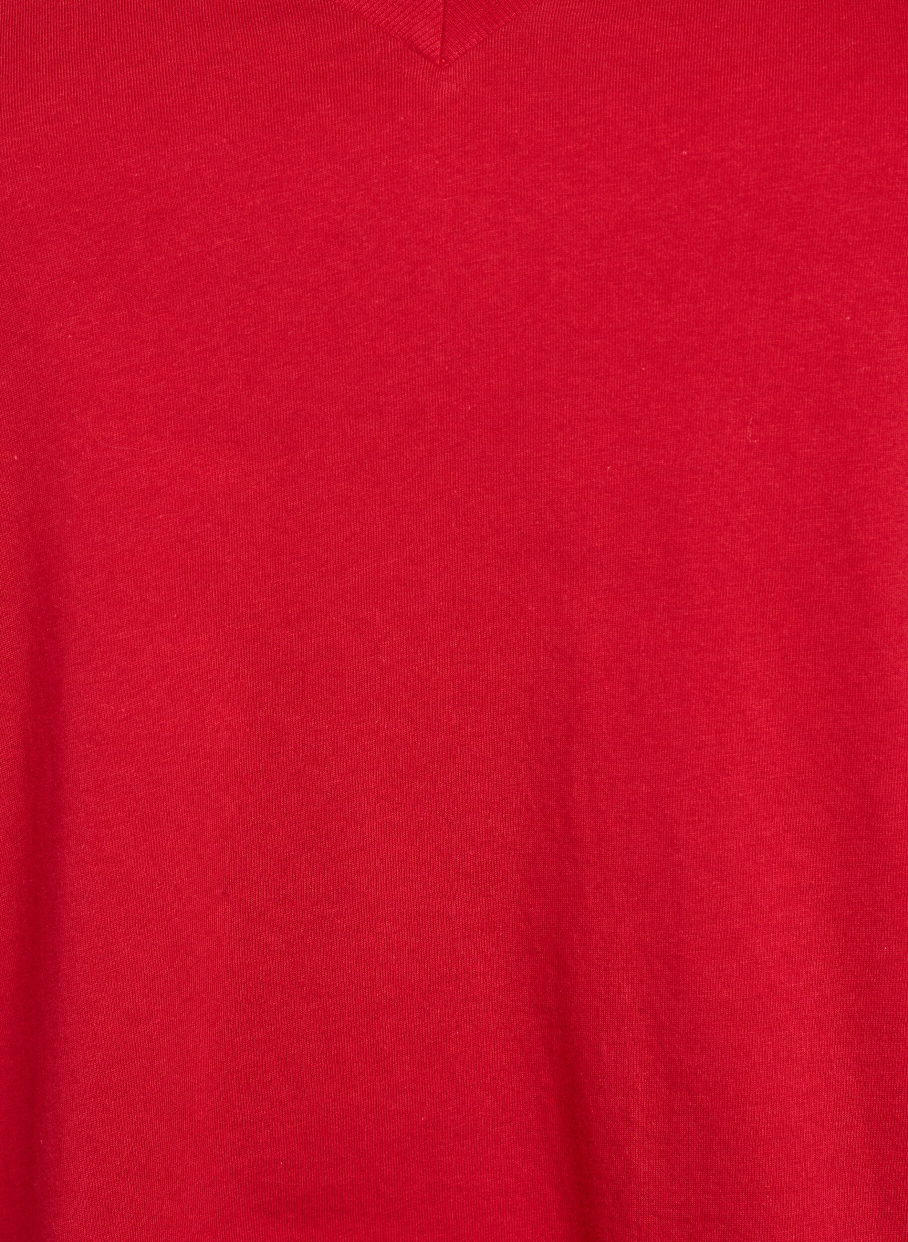 Zizzi Einfaches T-Shirt aus Baumwolle mit V-Ausschnitt, Rot, Packshot image number 2