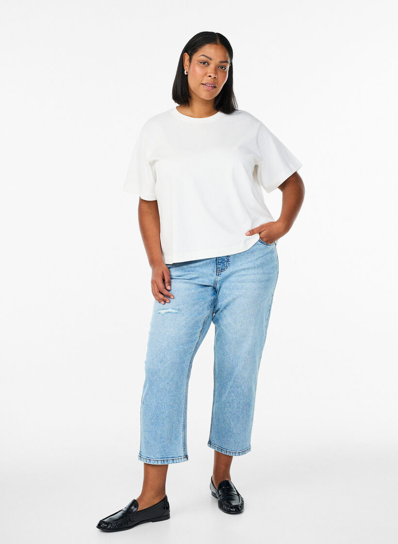 Gekürzte Vera Jeans mit Destroyed-Effekten, Blau, Model image number 0