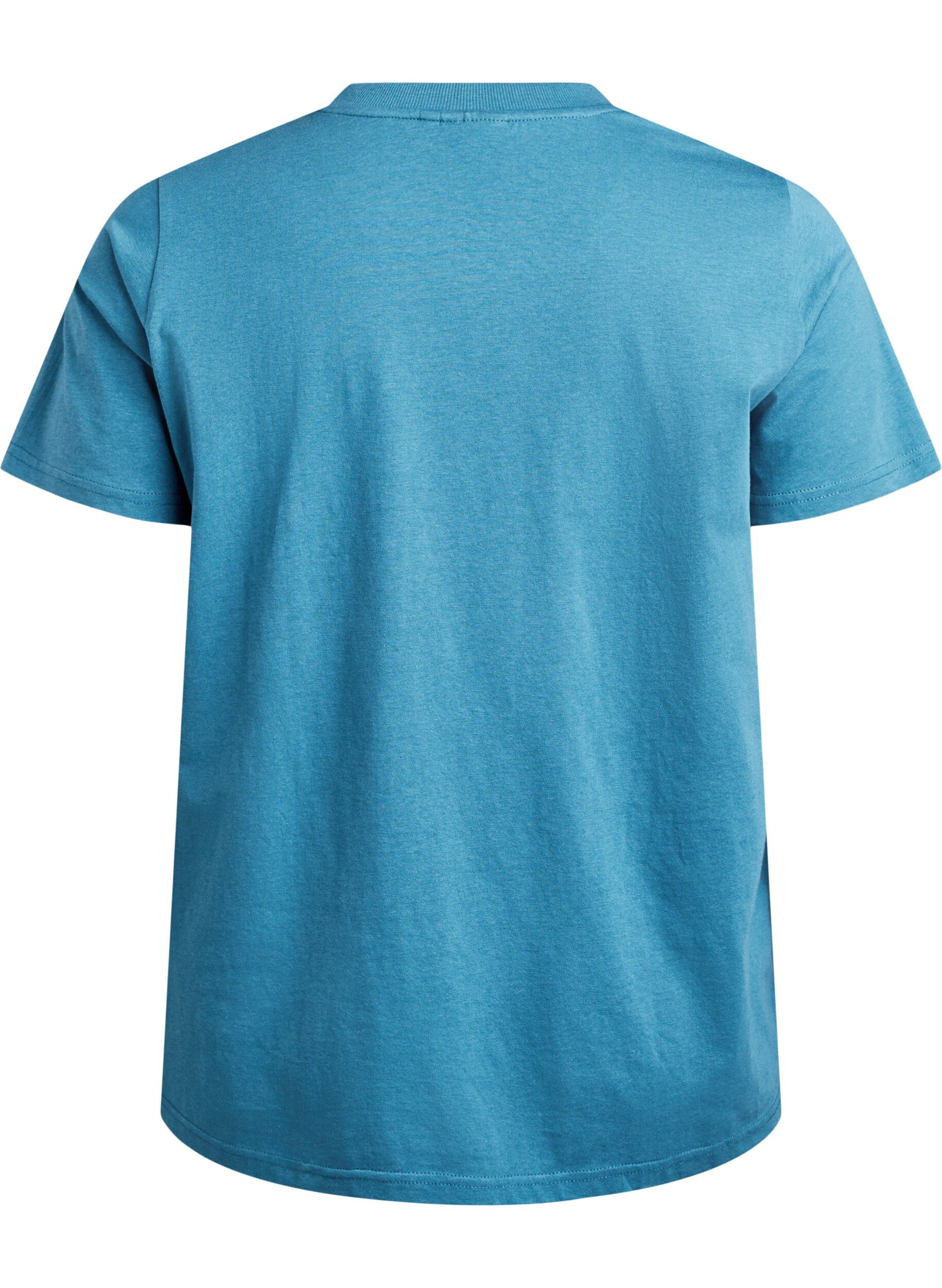 Zizzi Basic-T-Shirt aus Baumwolle mit Rundhalsausschnitt, Grau, Packshot image number 1