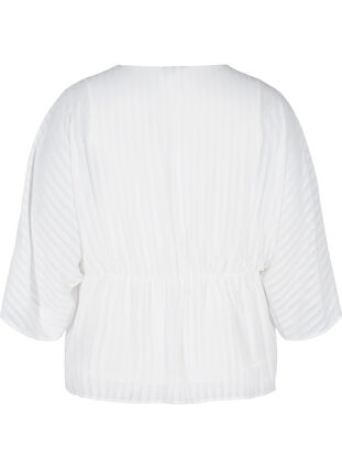 Bluse mit 3/4-Ärmeln und V-Ausschnitt, White, Packshot image number 1