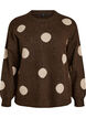 Strickbluse mit gepunktetem Muster, Braun, Packshot image number 0