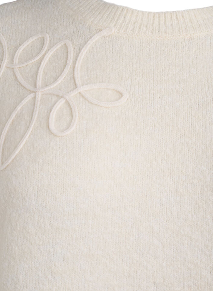 Strickbluse mit aufgenähten Kordeldetails, Beige, Packshot image number 2