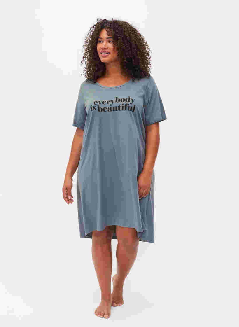 Kurzarm-Baumwollnachthemd mit Aufdruck, Balsam W. Everybody, Model image number 2